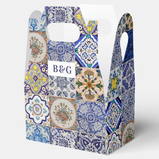 ポルトガ地中海のルタイル結婚式の引き出物 フェイバーボックス (オープン)