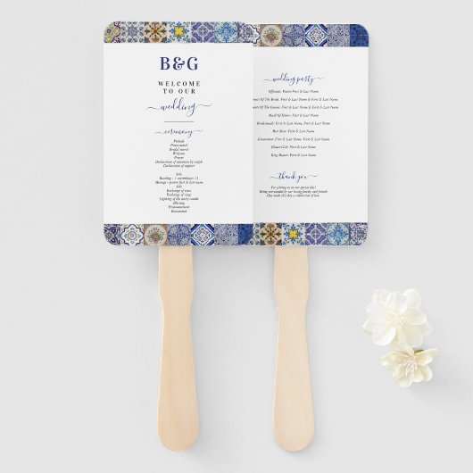 ポルトガ地中海のルタイル結婚式 プログラム ハンドファン (正面&裏面)