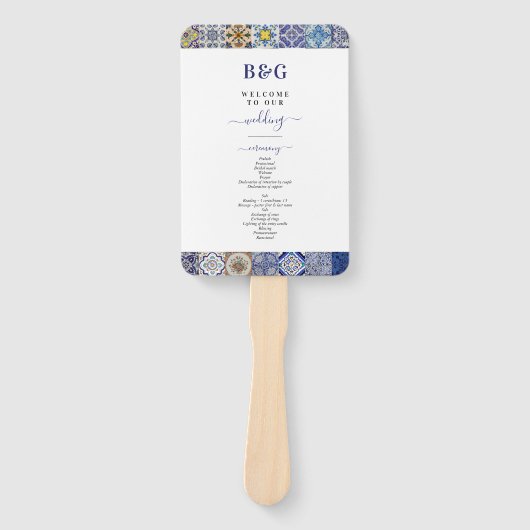 ポルトガ地中海のルタイル結婚式 プログラム ハンドファン (正面)