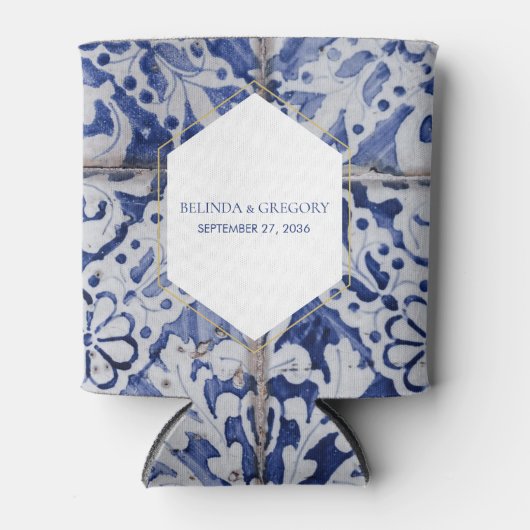 ポルトガ素朴ルタイル結婚式の引き出物 缶クーラー (正面)