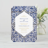 ポルトガ素朴ルタイル結婚式招待状 招待状 (スタンド正面)