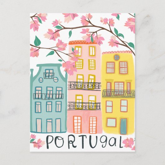 ポルトガ魅力的ルハウスハンドメイドアートワークカスタム ポストカード (正面)