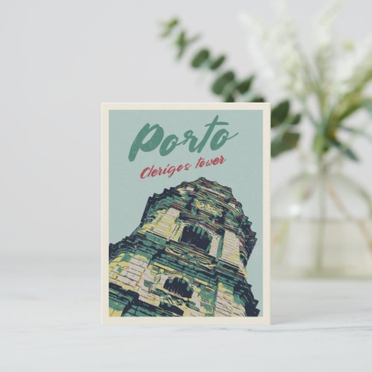 ポルトクレリゴスタワーイラストレーションポルトガル ポストカード (スタンド正面)
