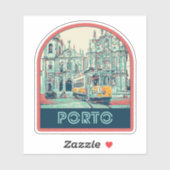 ポルトシティwithトラムウェイイラストレーションポルトガル シール (シート)