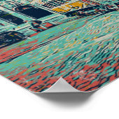 ポルトシティwithトラムウェイイラストレーションポルトガル ポスター (角)