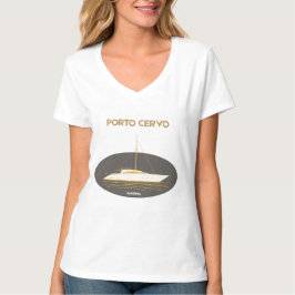 ポルトチェルヴォ サルデーニャ島 ヨット Tシャツ - ゴールド サマー