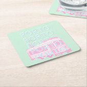 ポルトトラベルアート，ポルトガル旅行アート，パステル スクエアペーパーコースター (アングル)