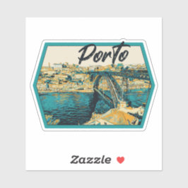 ポルトドウロリバービューイラストレーションポルトガル シール