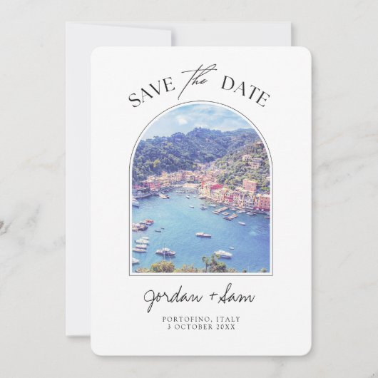 ポルトフィノイタリアの結婚式の日付を保存 招待状 (正面)