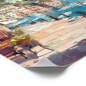 ポルトフィノイタリアアートヴィンテージトラベル ポスター (角)