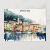 ポルトフィノイタリアウォーター絵を描カラー ポストカード (正面)