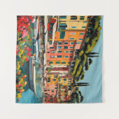 ポルトフィノイタリアシーン地中海のヨーロッパ タペストリー (正面(横))