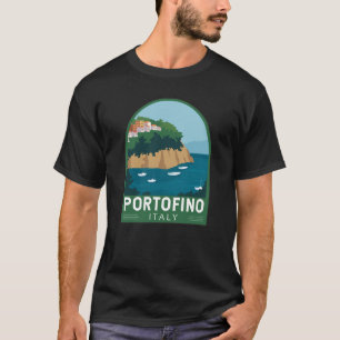 ポルトフィノイタリアレトロトラベルアートヴィンテージ Tシャツ