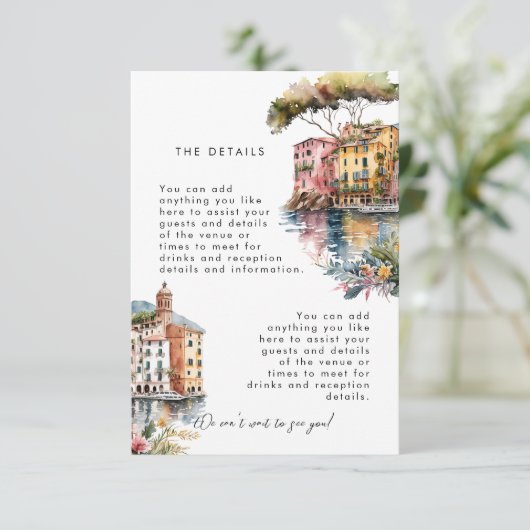 ポルトフィノ結婚イタリア夏の情報カード エンクロージャーカード (スタンド正面)