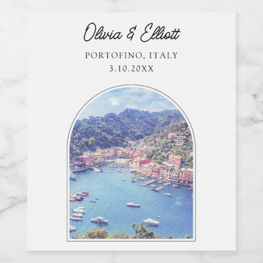 ポルトフィノ結婚式の引き出物イタリパーソナライズされたア ワインラベル (シングルラベル)