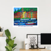 ポルトフィノ絵画プリントの色 ポスター (ホームオフィス)