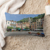 ポルトフィーノ、イタリア。ポルトフィノビレッジスクエアポストイット ランバークッション (ブランケット)