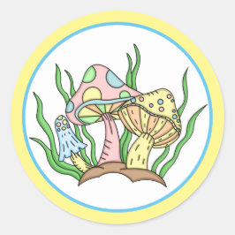 ポルトベロマッシュルームキュートパステル ラウンドシール