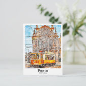 ポルトポルトガルアートトラベルウォーター色ハンドドロード ポストカード (スタンド正面)