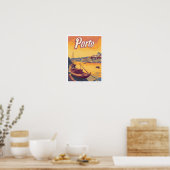 ポルトポルトガルアートヴィンテージトラベルイラストレーション ポスター (キッチン)