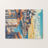 ポルトポルトガルトラベルアートヴィンテージ ジグソーパズル (横)