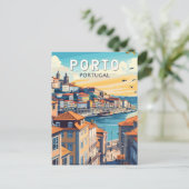 ポルトポルトガルトラベルアートヴィンテージ ポストカード (スタンド正面)