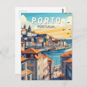 ポルトポルトガルトラベルアートヴィンテージ ポストカード (正面/裏面)