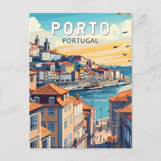 ポルトポルトガルトラベルアートヴィンテージ ポストカード (正面)