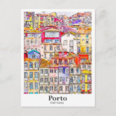 ポルトポルトガル旅行水の色の手描き ポストカード (正面)