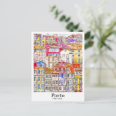 ポルトポルトガル旅行水の色の手描き ポストカード (スタンド正面)