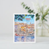 ポルトポルトガル有名な旅行プレイスウォーターカラー ポストカード (スタンド正面)