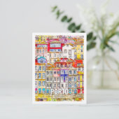 ポルトポルトガル有名な旅行水の色のスケッチ ポストカード (スタンド正面)