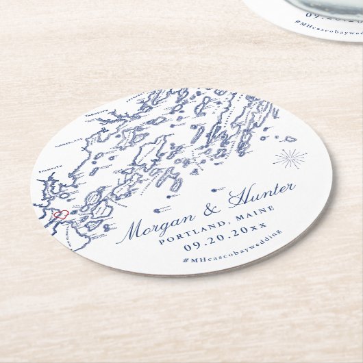 ポルトランドメインカスコベイズコ結婚アスター ラウンドペーパーコースター (アングル)