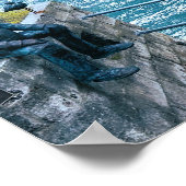 ポルトラヴェン時計塔+魚の彫刻を待つ ポスター (角)