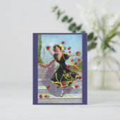 ポルトラ祭の女性とバラ 1909 ポストカード (スタンド正面)