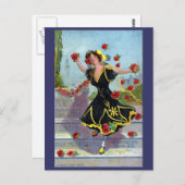 ポルトラ祭の女性とバラ 1909 ポストカード (正面/裏面)