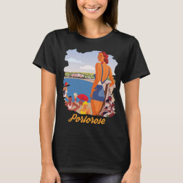 ポルトローズビーチレディブルーヴィンテージトラベル Tシャツ