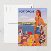 ポルトローズ、ビーチの少女たち、ヴィンテージ旅行 ポストカード (正面/裏面)