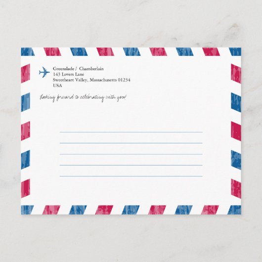 ポルトヴェネレイタリアレッドブルーエアメール日付を保存 案内ポストカード (裏面)