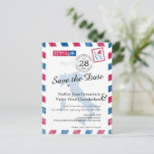 ポルトヴェネレイタリアレッドブルーエアメール日付を保存 案内ポストカード (スタンド正面)