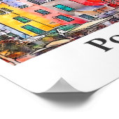 ポルトヴェネレイタリア旅行水の色の手描き ポスター (角)