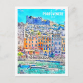 ポルトヴェネレイタリア有名な旅行水の色のスケッチ ポストカード (正面)