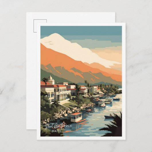 ポルトープリンスハイティトラベルプレイスイラストレーション ポストカード (正面/裏面)