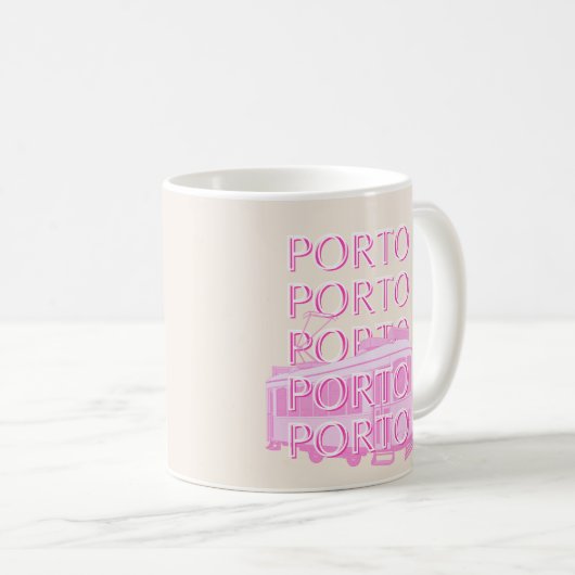ポルト旅行アート,ポルトガル旅行アート,ピンク コーヒーマグカップ (正面右)