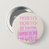 ポルト旅行アート，ポルトガル旅行アート，ピンク 缶バッジ (正面&裏面)