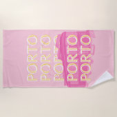 ポルト旅行アート，ポルトガル，ピンク名門私立校風の, ビーチタオル (正面)