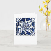 ポルト、ポルトガルからの青および白いタイル カード (黄色い花)