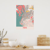 ポルト – ポルトガルチョークシティの地図 ポスター (キッチン)