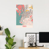 ポルト – ポルトガルチョークシティの地図 ポスター (ホームオフィス)