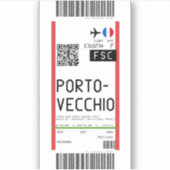 ポルト・ヴェッキオ・コルシカへの搭乗券(FSC) シール (正面)